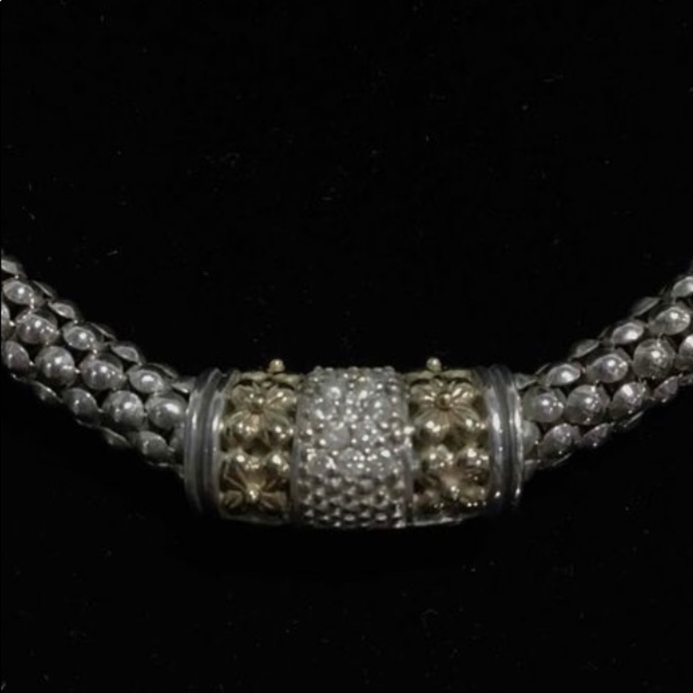 ⭐️Gabrielle Bruni⭐️ Sterling Silver, 14K and White Diamond Accent Necklace - Picture 2 of 8